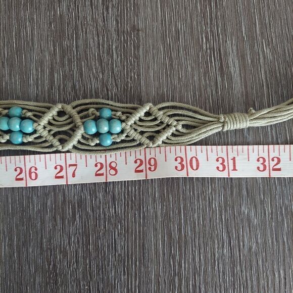 Woven Tan Beaded Tie Belt - Picture 4 of 6